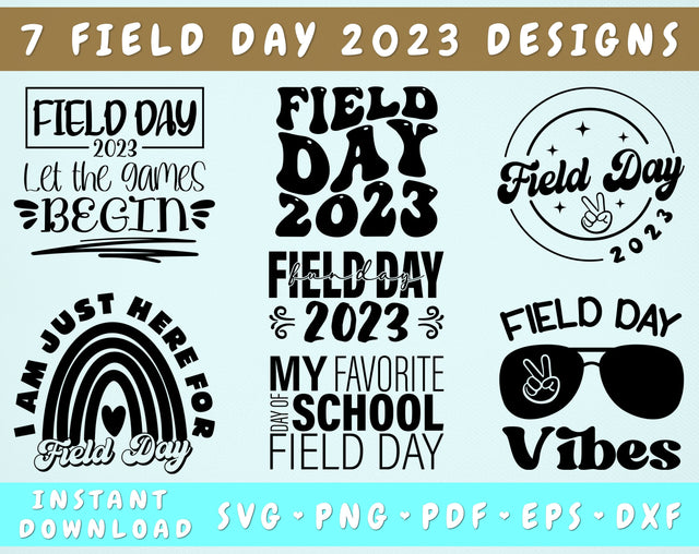 Field Day 2023 SVG Bundle, Field Day Fun Day SVG, Field Day Vibes SVG, Let The Games Begin SVG, PNG SVG HappyDesignStudio 