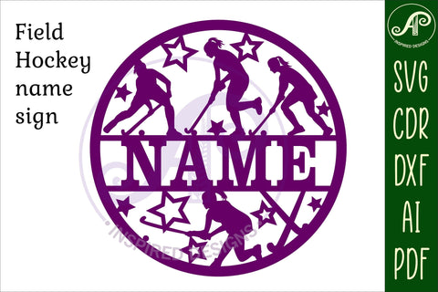 Field Hockey female name sign svg laser cut template SVG APInspireddesigns 