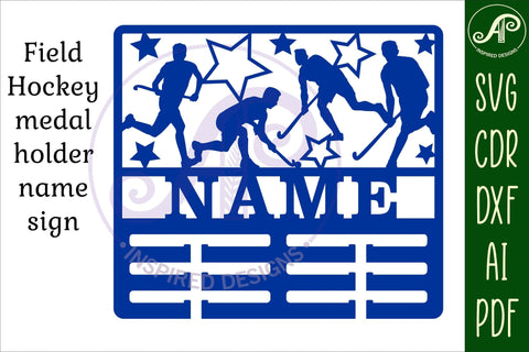 Field hockey male medal holder Name svg laser cut template SVG APInspireddesigns 