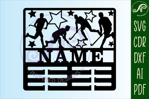 Field hockey male medal holder Name svg laser cut template SVG APInspireddesigns 