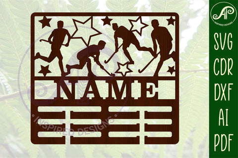 Field hockey male medal holder Name svg laser cut template SVG APInspireddesigns 