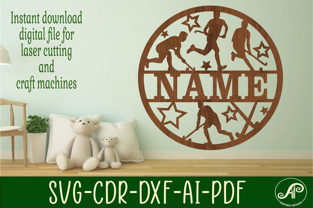 Field Hockey male name sign svg laser cut template SVG APInspireddesigns 