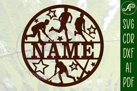Field Hockey male name sign svg laser cut template SVG APInspireddesigns 
