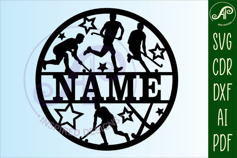 Field Hockey male name sign svg laser cut template SVG APInspireddesigns 