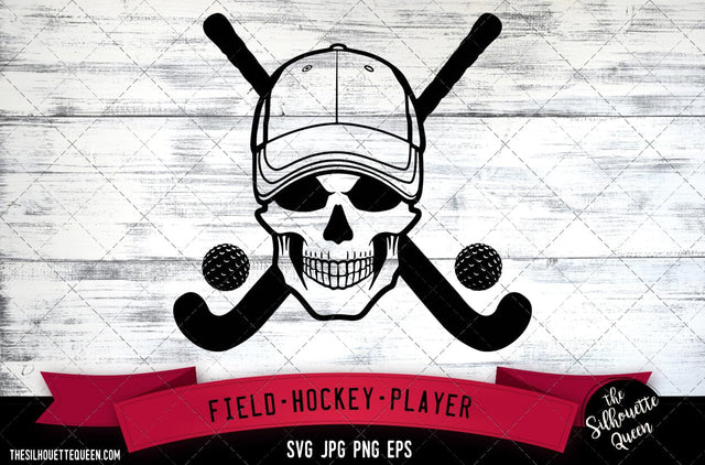 Field Hockey Skull with Hat SVG File, Player SVG, Hockey svg,Commercial-Personal Use,Cricut,Silhouette Cameo,Vinyl Decal SVG Loveleen Kaur 
