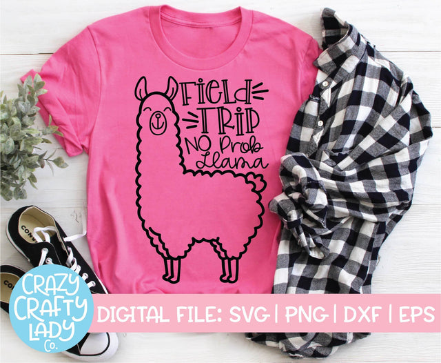 Field Trip: No Prob Llama | School SVG Cut File SVG Crazy Crafty Lady Co. 