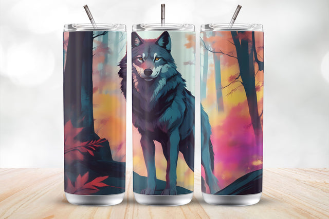 Fierce Wolf 20 Oz Tumbler Wrap Sublimation Design Sublimation MockupSvgVenue 