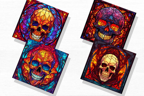 Fiery Skulls Halloween Stained Glass Bundle Sublimation Regulrcrative 