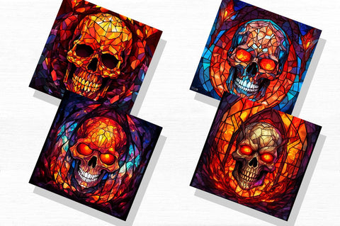 Fiery Skulls Halloween Stained Glass Bundle Sublimation Regulrcrative 