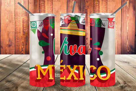 Fiesta Mexicana Viva México Día de la Independencía 20 oz Skinny Tumbler Wrap Sublimation Design Sublimation Sublimatiz Designs 