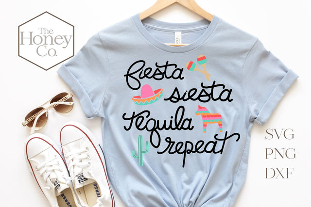Fiesta Siesta Tequila Repeat SVG | Cinco De Mayo SVG Cut File SVG The Honey Company 