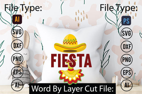 FIESTA SVG Cut File SVGs,quotes-and-sayings,food-drink mini-bundles,print-cut,on-sale Clipart Clip Art Sublimation or Vinyl Shirt Design SVG DesignPlante 503 
