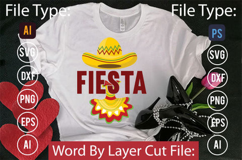 FIESTA SVG Cut File SVGs,quotes-and-sayings,food-drink mini-bundles,print-cut,on-sale Clipart Clip Art Sublimation or Vinyl Shirt Design SVG DesignPlante 503 