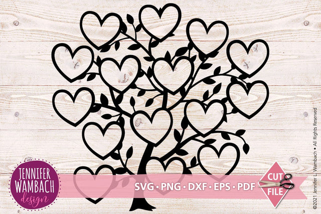 Fifteen Heart Family Tree SVG Jennifer Wambach Design 