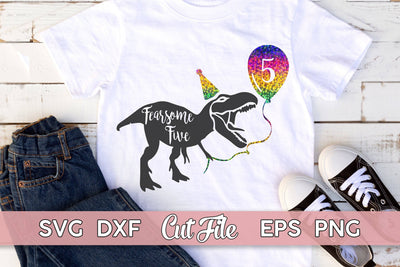 Fifth Birthday SVG | Dinosaur Theme Cut File | 5th Birthday SVG Maggie Do Design 