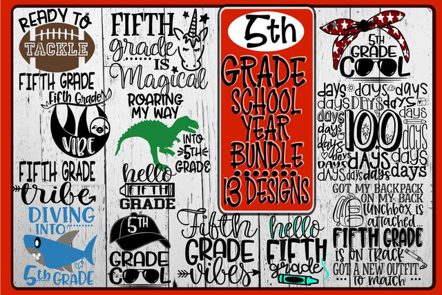 Fifth Grade Bundle - 13 Designs - SVG PNG EPS DXF SVG On the Beach Boutique