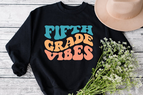 Fifth Grade Vibes SVG, Back To School SVG PNG, Retro, Wavy Stacked Text, Teacher Shirt, Sublimation Design, Cut Files For Cricut/Silhouette SVG Fauz 