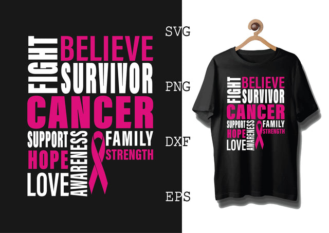 Fight Cancer Svg, Breast Cancer SVG, Pink Ribbon Svg SVG DesignTShirt 