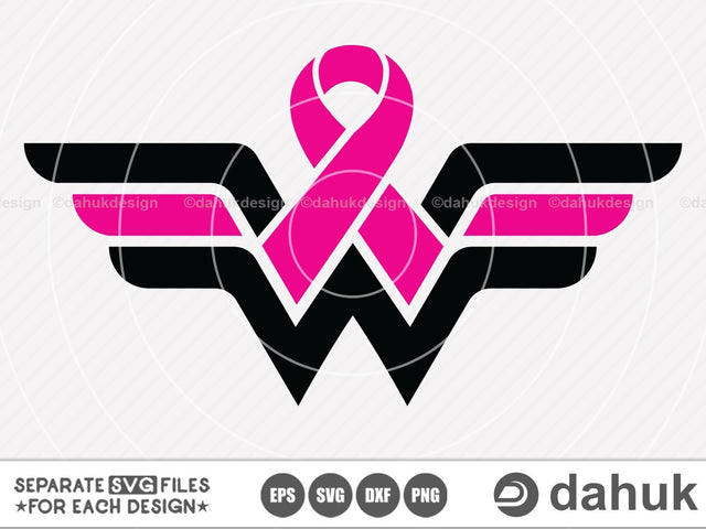 Fight Cancer SVG, Fight Cancer Ribbon svg, Wonder Woman, Cancer Ribbon, Awareness Ribbon, Cancer Awareness, Breast, Cut File For Silhouette SVG dahukdesign 