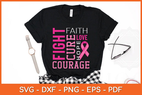 Fight Cure Faith Love Hope Courage Breast Cancer Awareness Svg Design SVG artprintfile 