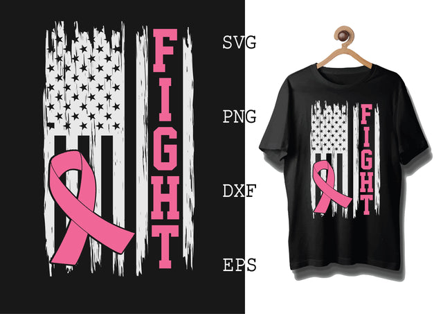 Fight Flag Breast cancer awareness Svg, Breast Cancer Awareness Svg, Png, Eps, Dxf Files SVG DesignTShirt 