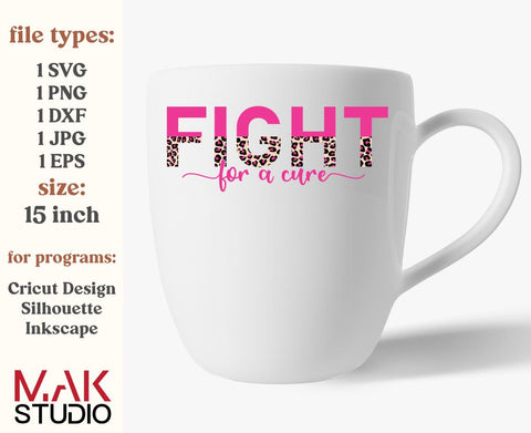 Fight for a cure svg, Fight for a cure svg file, Breast cancer svg, Breast cancer svg file, Breast cancer shirt svg, Digital cut file SVG MAKStudion 