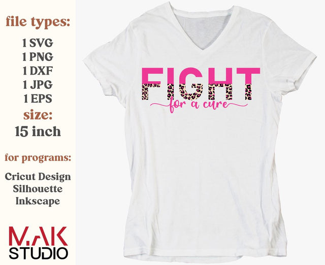 Fight for a cure svg, Fight for a cure svg file, Breast cancer svg, Breast cancer svg file, Breast cancer shirt svg, Digital cut file SVG MAKStudion 