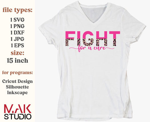 Fight for a cure svg, Fight for a cure svg file, Breast cancer svg, Breast cancer svg file, Breast cancer shirt svg, Digital cut file SVG MAKStudion 
