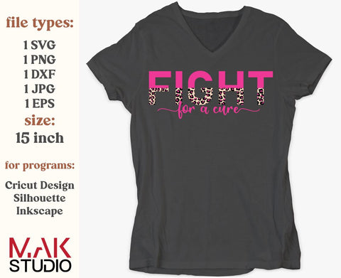 Fight for a cure svg, Fight for a cure svg file, Breast cancer svg, Breast cancer svg file, Breast cancer shirt svg, Digital cut file SVG MAKStudion 
