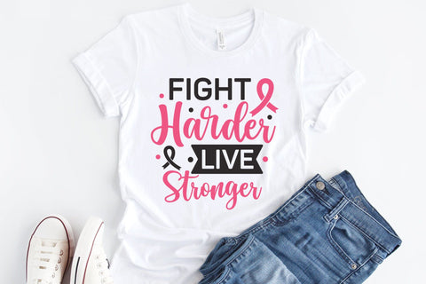 Fight Harder Live Stronger - Breast Cancer SVG SVG CraftLabSVG 