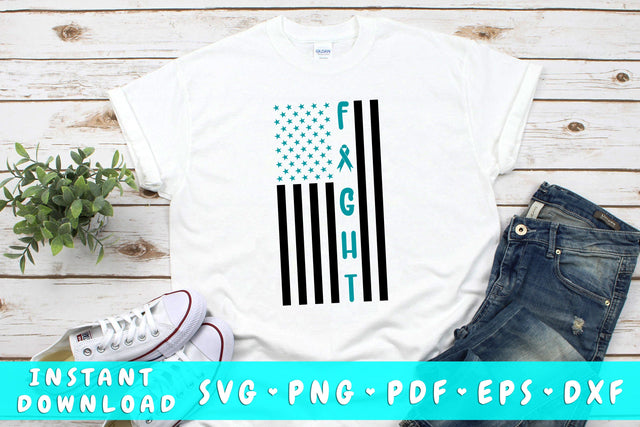 Fight Ovarian Cancer American Flag SVG SVG HappyDesignStudio 