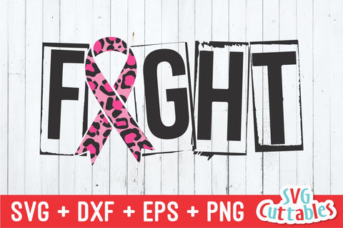Fight svg - Breast Cancer Awareness - svg - dxf - eps - png - Leopard Print Cancer Ribbon - Cut File - Silhouette - Cricut - Digital File SVG Svg Cuttables 