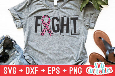 Fight svg - Breast Cancer Awareness - svg - dxf - eps - png - Leopard Print Cancer Ribbon - Cut File - Silhouette - Cricut - Digital File SVG Svg Cuttables 