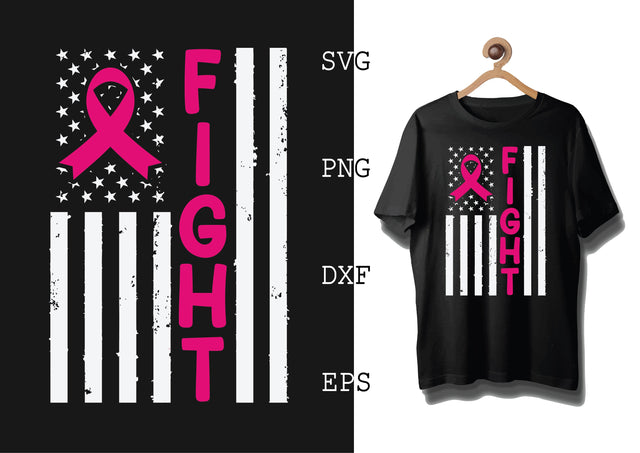 Fight US Flag Svg, Breast Cancer Awareness Svg, Png, Eps, Dxf Files SVG DesignTShirt 