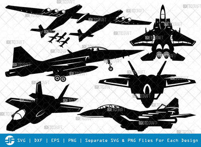 Fighter Aircraft SVG Cut Files | Jet Biman Silhouette | Fighter Aircraft Bundle SVG ETC Craft 