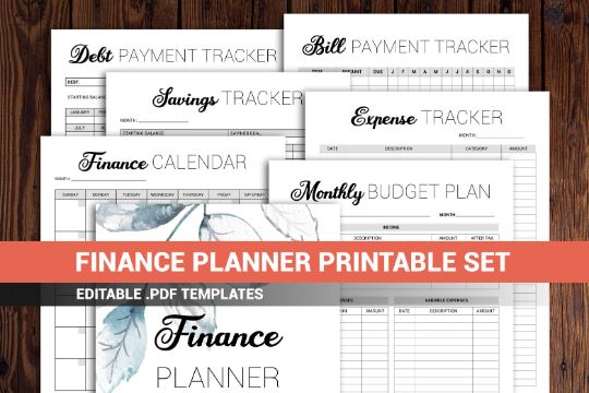 Finance planner printable, budget planner printable, financial planner printable, pdf template, editable planner printable, debt tracker pdf SVG James 