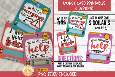 Financial Help Money Card PNG Designs | Emergency Money Gift Sublimation Cheese Toast Digitals 
