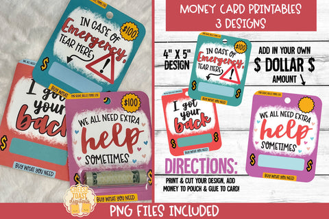 Financial Help Money Card PNG Designs | Emergency Money Gift Sublimation Cheese Toast Digitals 