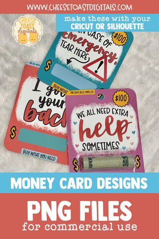 Financial Help Money Card PNG Designs | Emergency Money Gift Sublimation Cheese Toast Digitals 