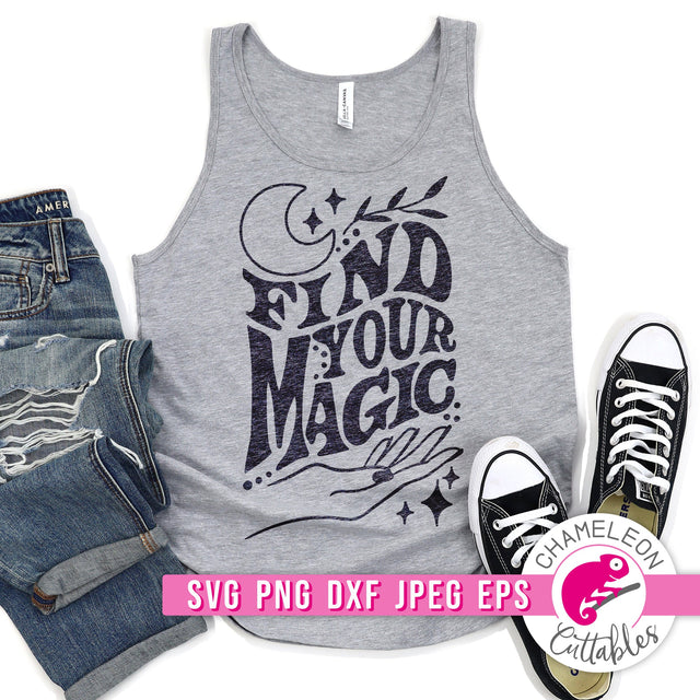 Find your Magic Retro Mystical Moon svg png dxf eps jpeg SVG Chameleon Cuttables 