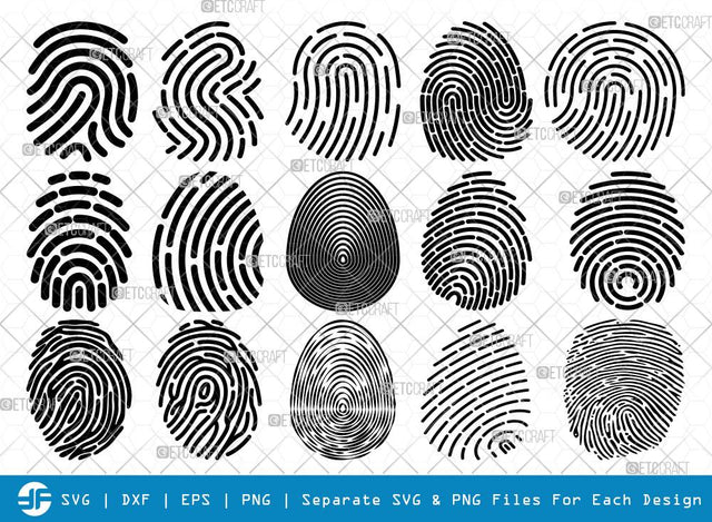 Fingerprint SVG Cut Files | Fingerprint Silhouette | Hand Svg | Thumbprint Svg | Fingerprint Bundle SVG ETC Craft 