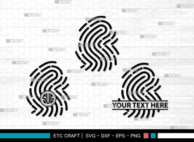 Fingerprint SVG, Fingerprint Monogram, Fingerprint Silhouette, Hand Svg, Thumbprint Svg, SVG ETC Craft 
