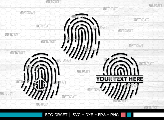 Fingerprint SVG, Fingerprint Monogram, Fingerprint Silhouette, Hand Svg, Thumbprint Svg, SVG ETC Craft 