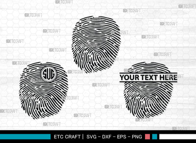 Fingerprint SVG, Fingerprint Monogram, Fingerprint Silhouette, Hand Svg, Thumbprint Svg, SVG ETC Craft 