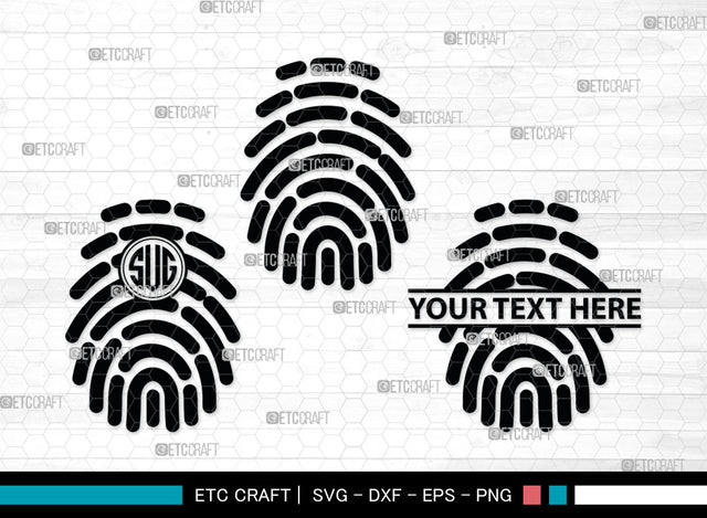 Fingerprint SVG, Fingerprint Monogram, Fingerprint Silhouette, Hand Svg, Thumbprint Svg, SVG ETC Craft 