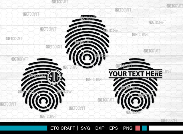 Fingerprint SVG, Fingerprint Monogram, Fingerprint Silhouette, Hand Svg, Thumbprint Svg, SVG ETC Craft 
