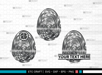 Fingerprint SVG, Fingerprint Monogram, Fingerprint Silhouette, Hand Svg, Thumbprint Svg, SVG ETC Craft 