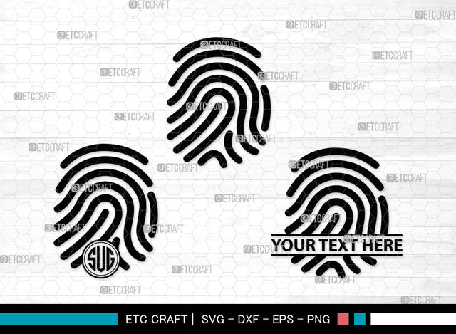 Fingerprint SVG, Fingerprint Monogram, Fingerprint Silhouette, Hand Svg, Thumbprint Svg, SVG ETC Craft 
