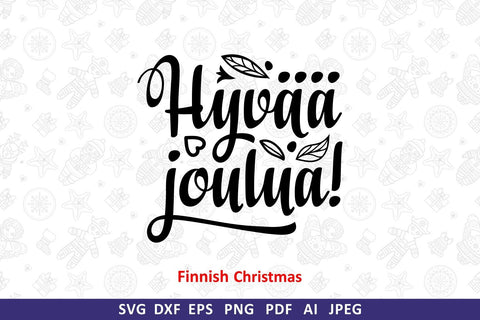 Finnish Christmas in different languages Hyvaa joulua Modern calligraphy SVG Zoya Miller 