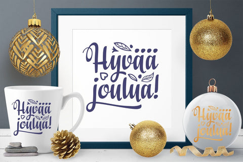 Finnish Christmas in different languages Hyvaa joulua Modern calligraphy SVG Zoya Miller 
